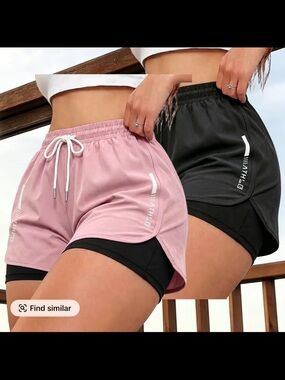 Layered Pink Athletic Shorts with Inner Compression Liner